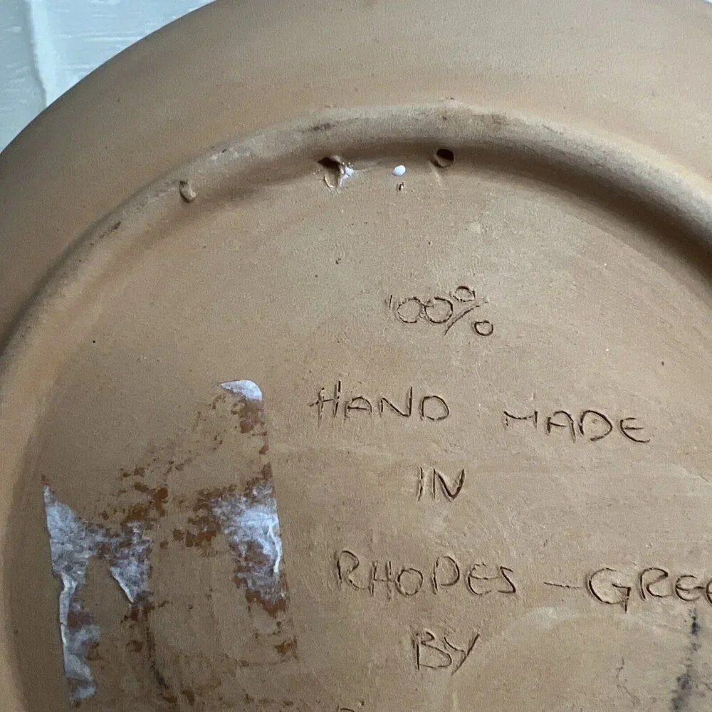 Bonis Rhodes vintage grapes and vine‎ handmade clay enamel decorative 7 in plate